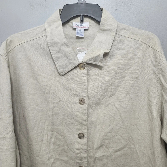 C.S.T. studio women's button-up shirt blouse shacket size 24 linen blen… - Picture 2 of 8